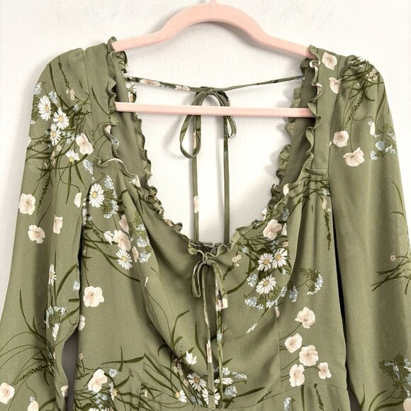 NEW Reformation Remi Mini Dress Green Floral Bonita Women’s Size 8 - Picture 3 of 11